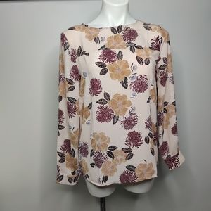 LOFT Outlet Long Sleeve Top w/Floral Pattern Small